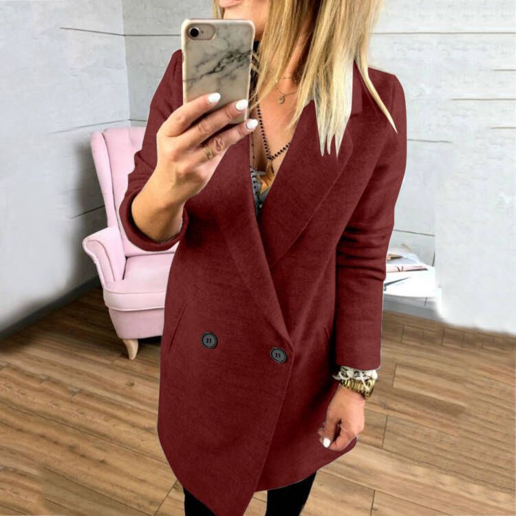 Damen Überlanger, taillierter Mantel mit elegantem Revers und praktischen Taschen Krohn-e