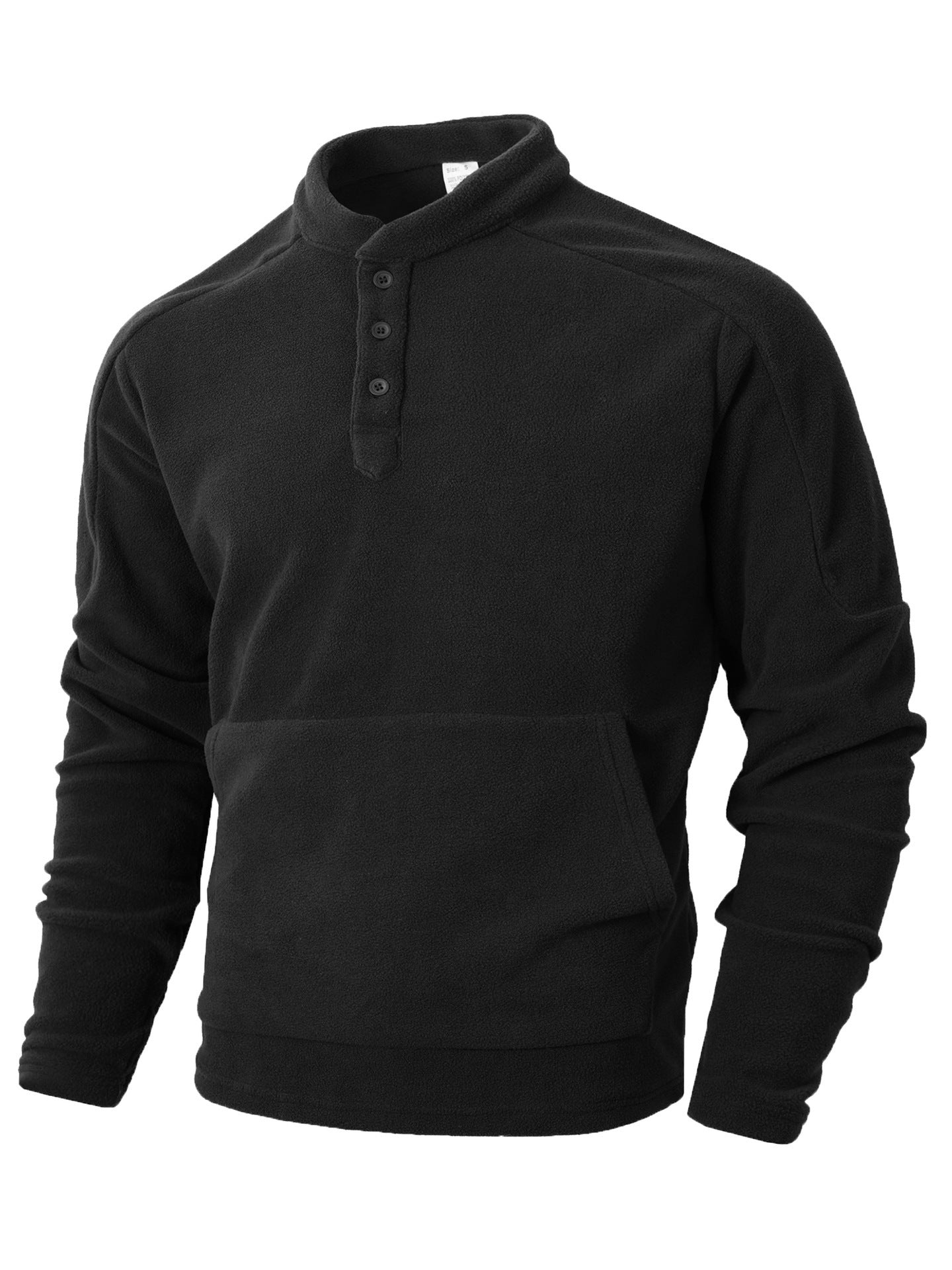 Herren Fleece-Pullover mit modischem Stehkragen und praktischen Knopfdetails Krohn-e