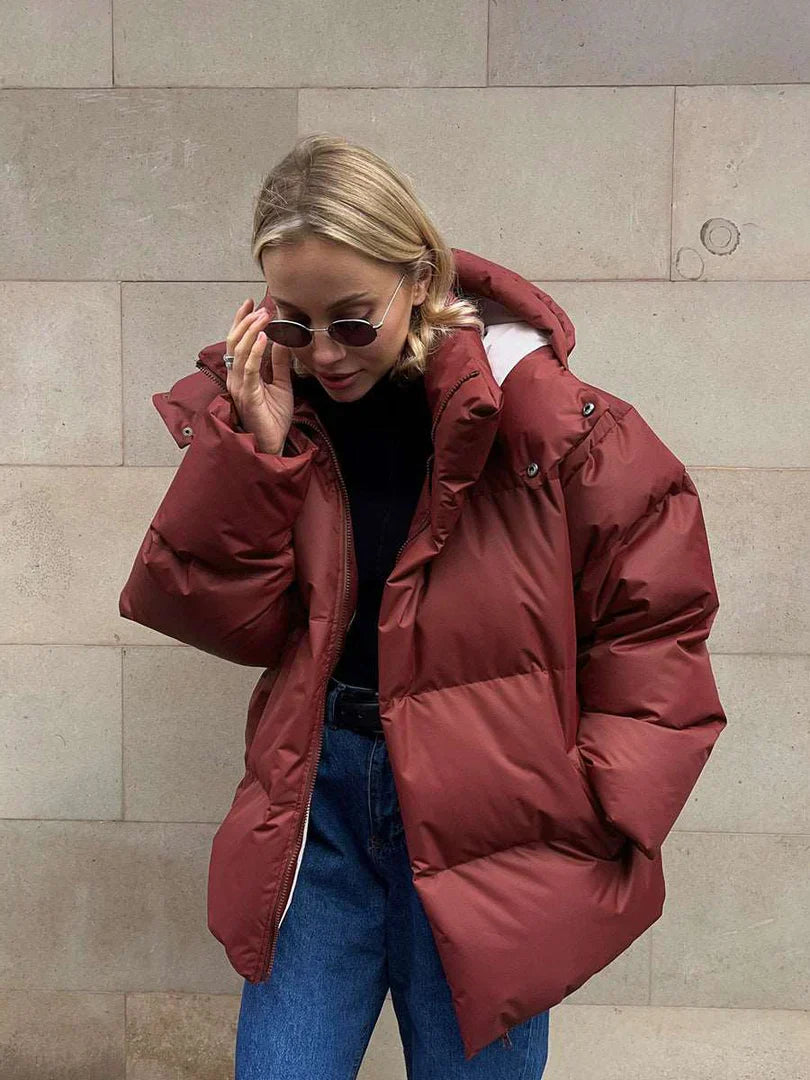 Krohn-e | Pufferjacke Braun Warme Winterjacke Angenehm