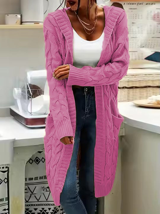 Damen Strickjacke im lässigen Langschnitt mit Zopfmuster und praktischen Taschen Krohn-e