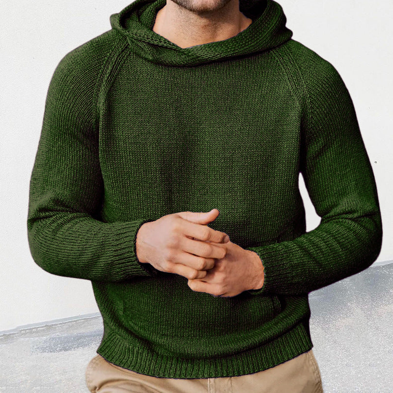 Herren Strickpullover mit Kapuze und feiner Maschenstruktur Krohn-e