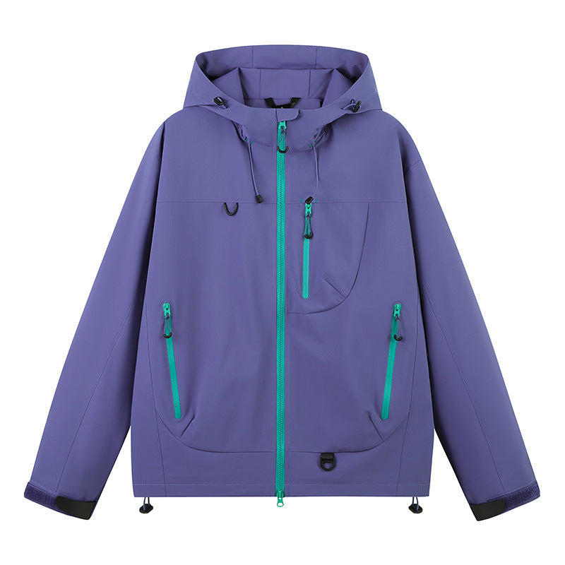Damen wasserabweisende Outdoor-Jacke mit verstellbarem Kapuzenkragen Krohn-e