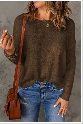 Damen Grober Strickpullover mit weitem Schnitt und dekorativem V-Ausschnitt Krohn-e