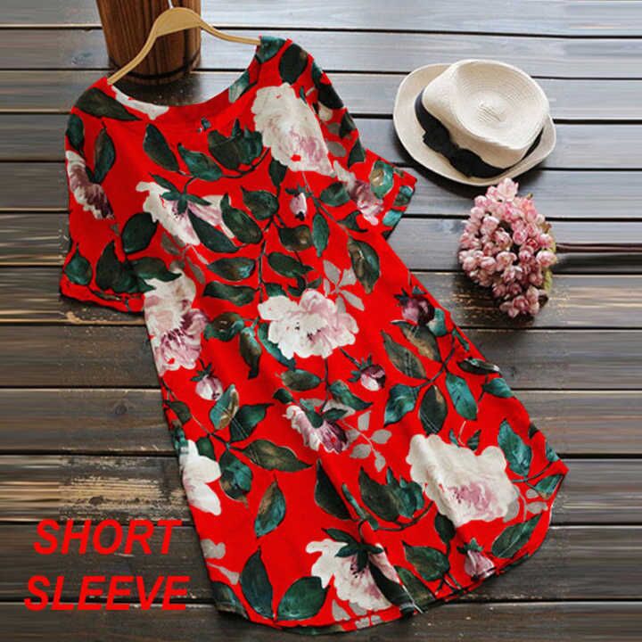 Fudus bedrucktes Langarm-Rundhalskleid