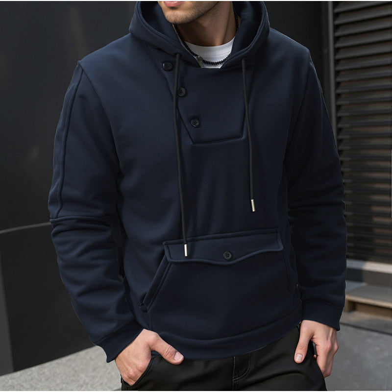 Herren Kapuzenpullover mit Knopfverschluss und praktischen Taschen Krohn-e