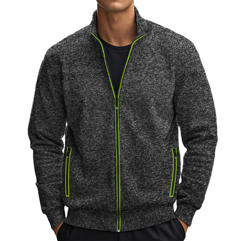 Herren Fleecejacke mit modernem Stehkragen und praktischen Taschen Krohn-e