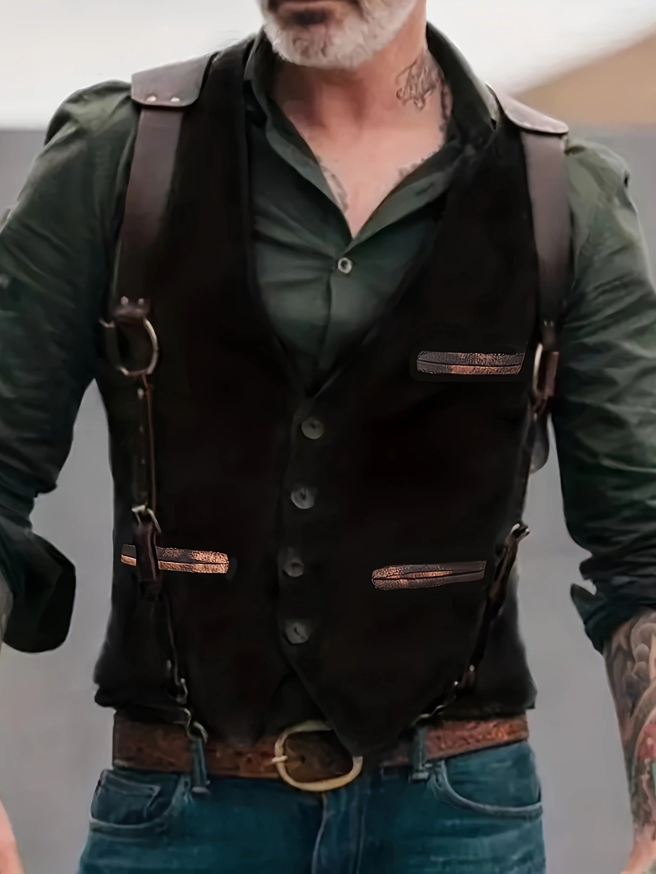 Herren stylische Weste mit akzenten und praktischen Taschen Krohn-e