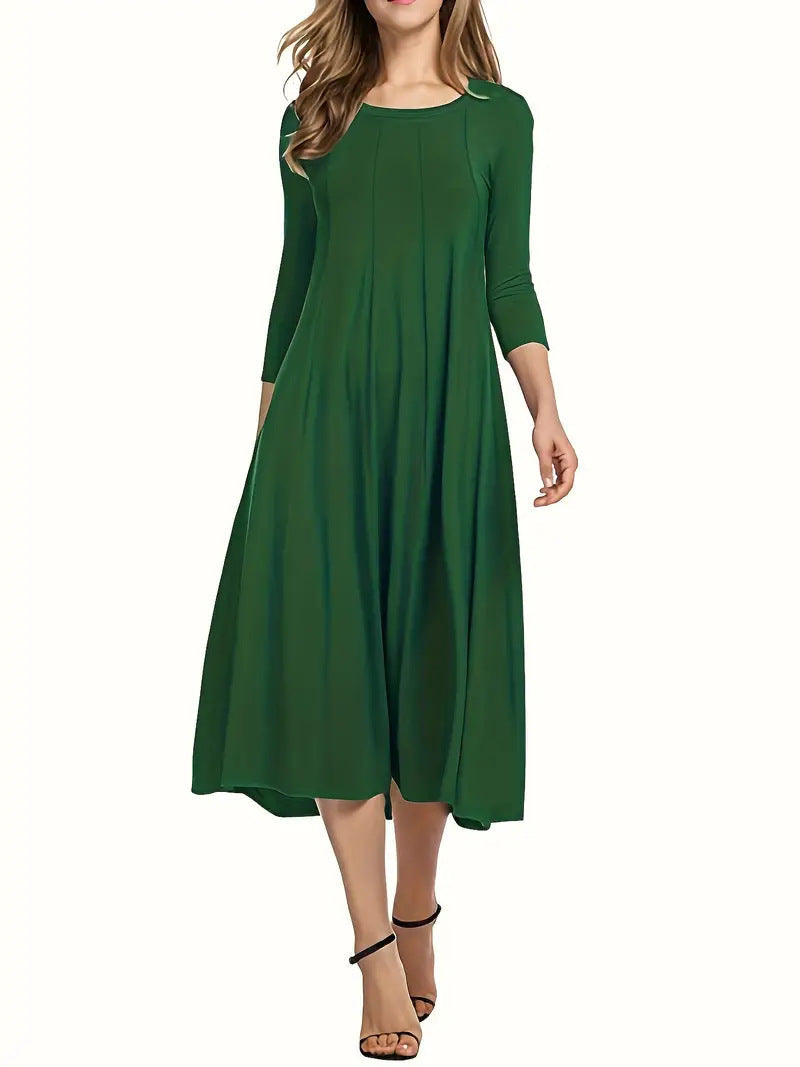 Damen Midi-Kleid mit schmeichelndem Schnitt und 3/4-Ärmeln Krohn-e
