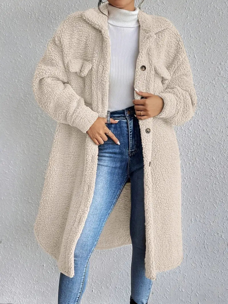 Damen Weiche und gemütliche Teddyjacke im Long-Format Krohn-e