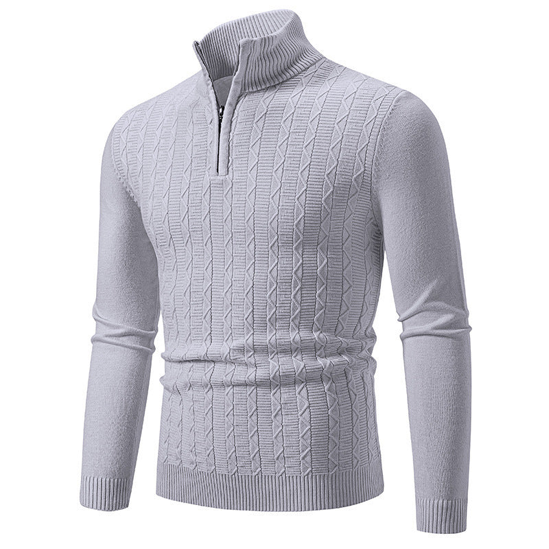 Herren modischer Strickpullover mit Stehkragen und Reißverschluss Krohn-e