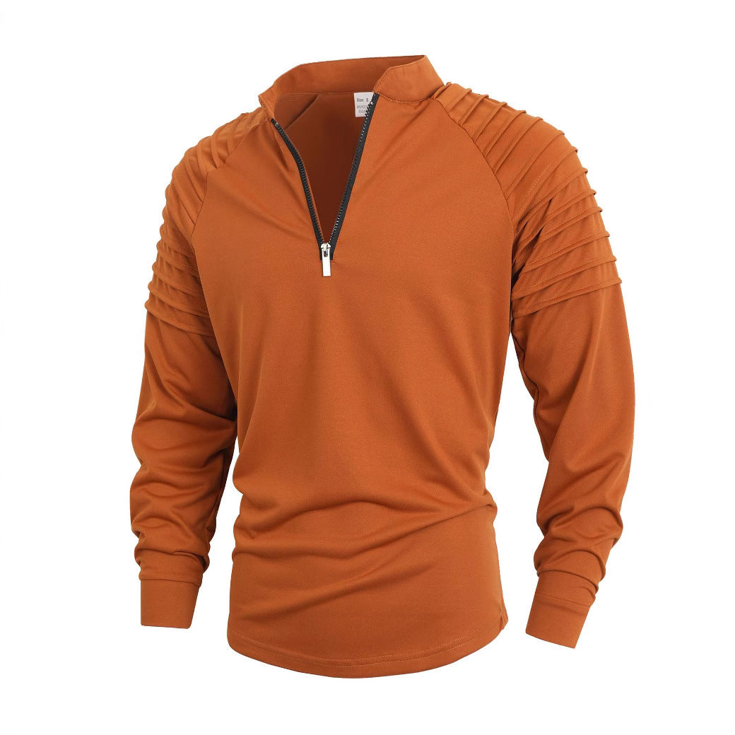 Herren Langarmshirt mit modernem Stehkragen und Reißverschluss Krohn-e