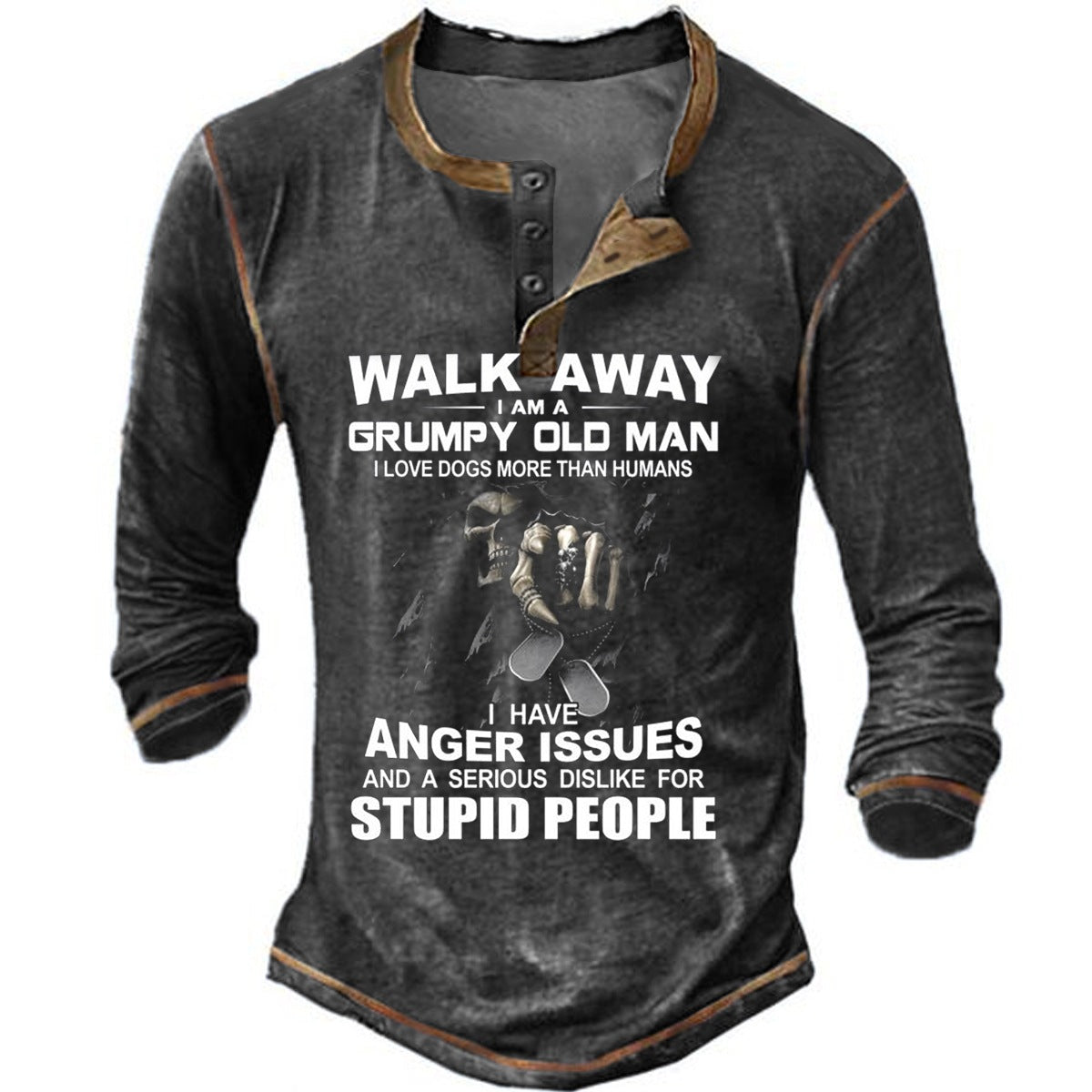 Herren Langarmshirt mit originellem Spruchdesign Krohn-e