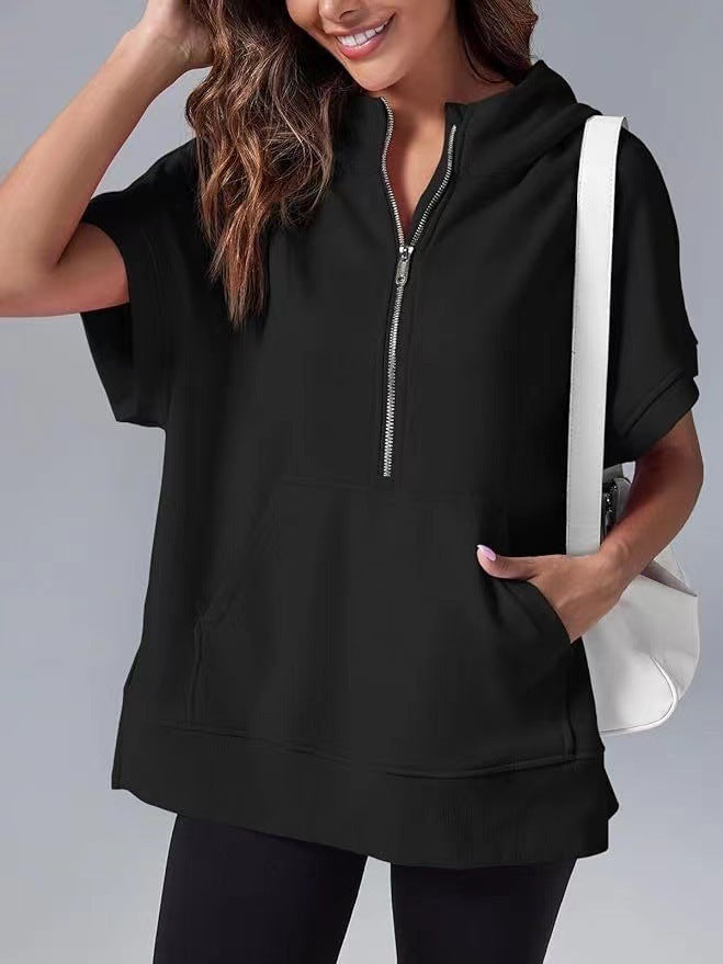 Damen Lichtgewicht Kapuzenpullover mit halbem Reißverschluss und Taschen Krohn-e