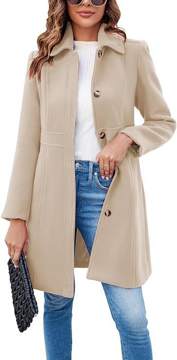 Damen klassischer Wollmantel mit modischem Schnitt und funktionalen Details Krohn-e