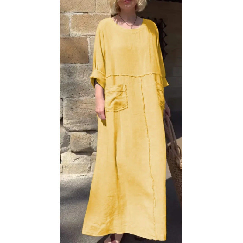 Langes, lässiges Plisseekleid mit langen Ärmeln von Krohn-e