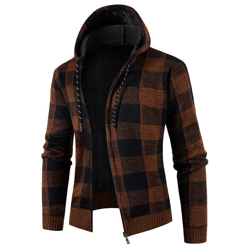 Herren gemütliche Kapuzenjacke mit kariertem Design Krohn-e