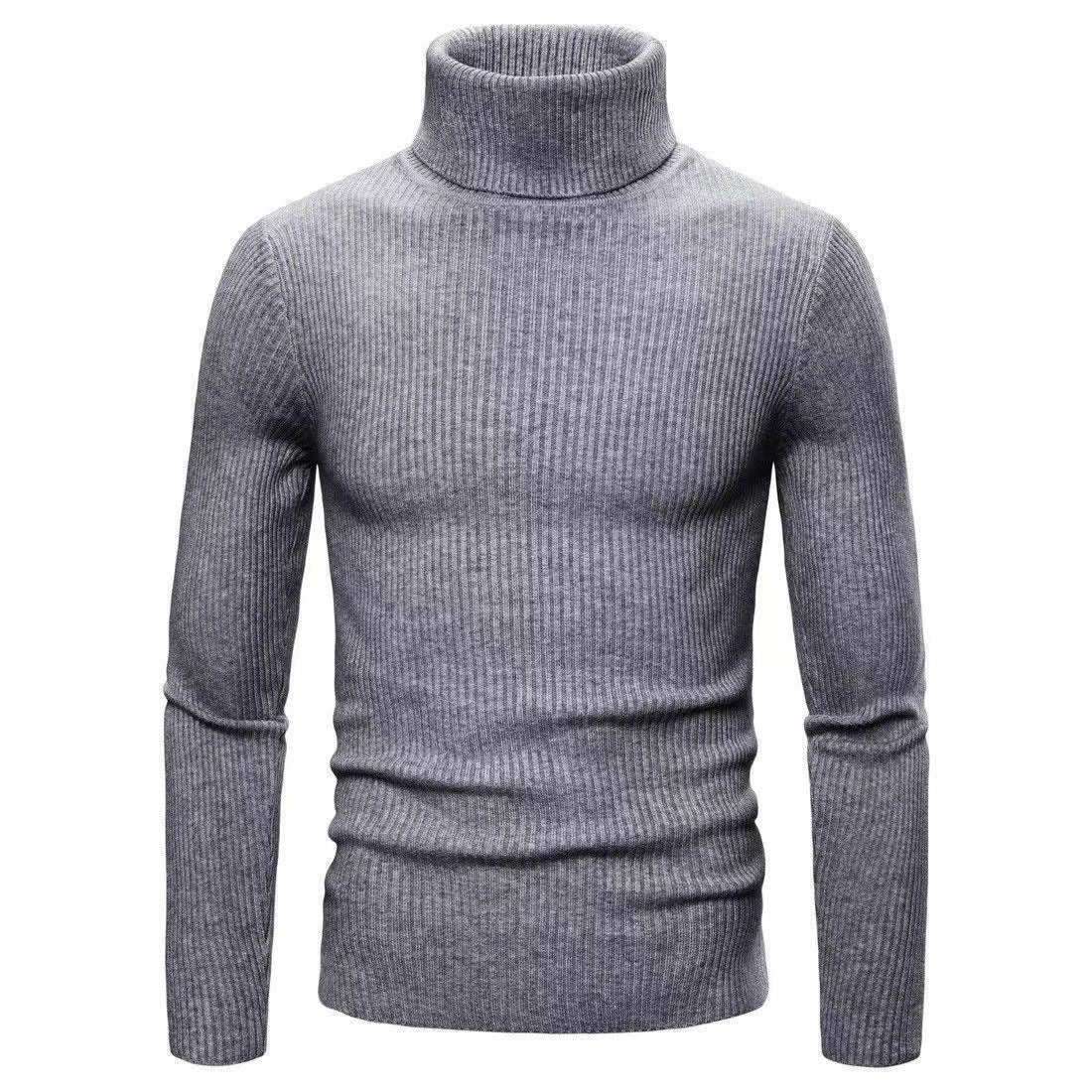 Herren hochwertiger Rollkragenpullover aus feinem Rippstrick Krohn-e