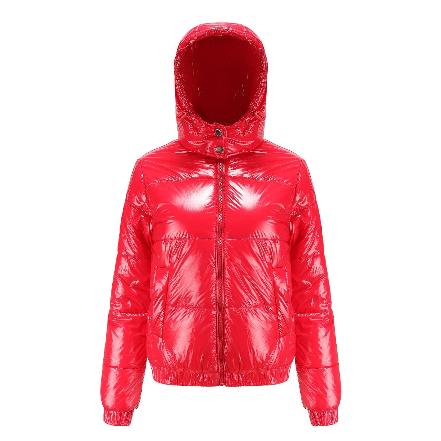Damen glänzende Winterjacke mit Kapuze – Wasserabweisend & Wärmeisoliert – Krohn-e