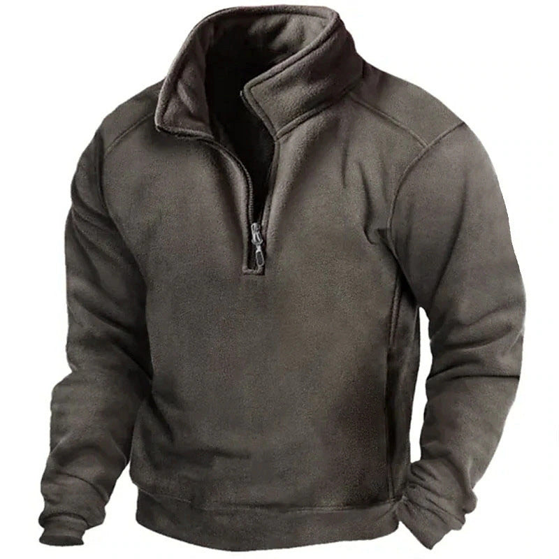 Herren Fleece-Pullover mit hohem Kragen und praktischen Reißverschluss Krohn-e