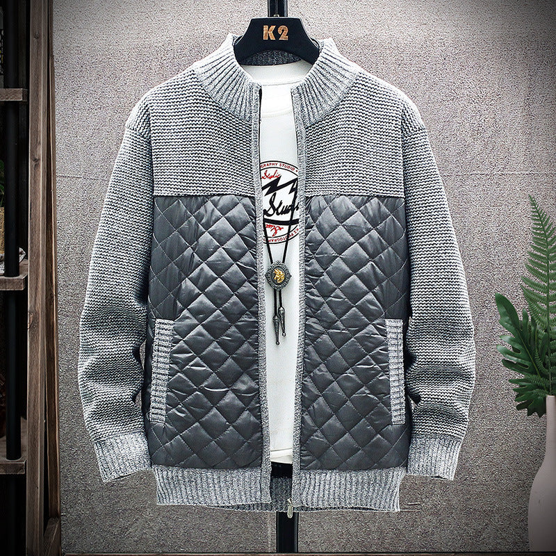 Herren Steppjacke mit Strickdetails und hohem Kragen Krohn-e