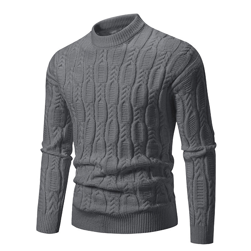 Herren Grobstrickpullover mit modernem Zopfmuster und Rundhalsausschnitt Krohn-e