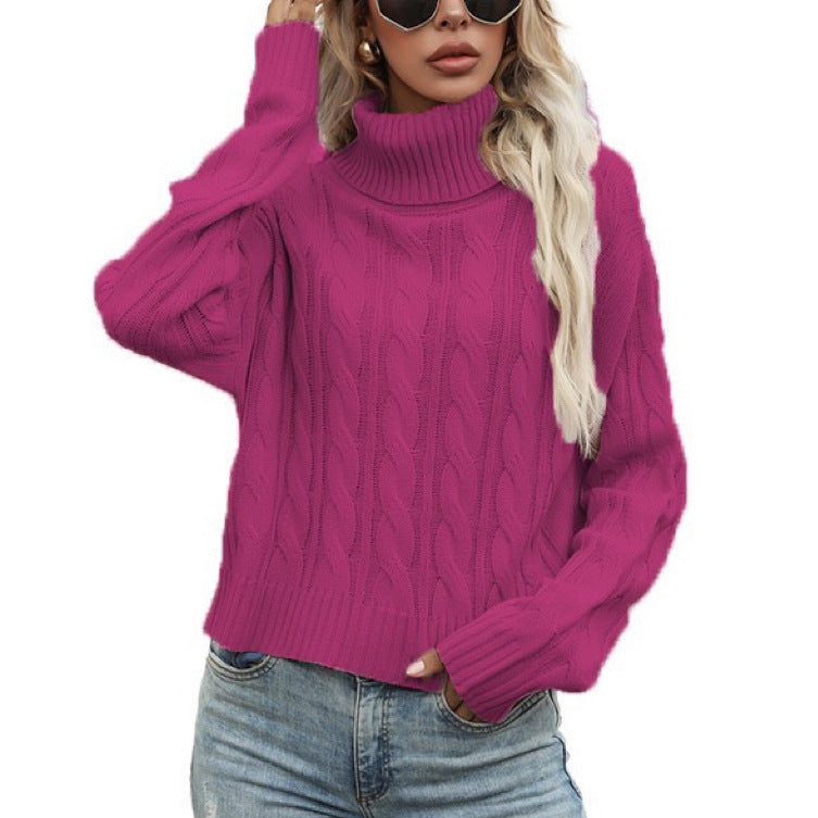 Damen Rollkragenpullover mit strukturiertem Zopfmuster und lässigem Schnitt Krohn-e