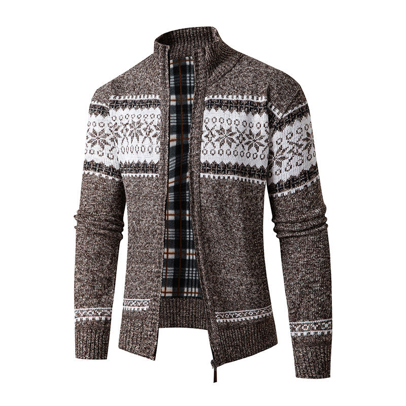 Herren Strickjacke mit hohem Kragen und modernem Zipper Krohn-e