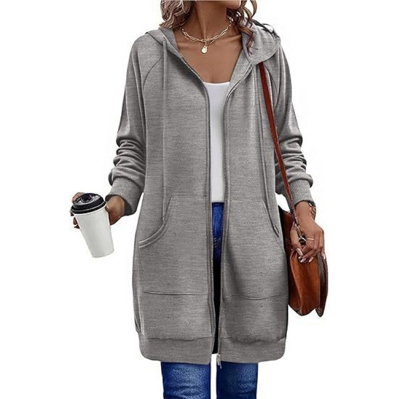 Damen modische Kapuzenjacke mit seitlichen Eingrifftaschen und Reißverschluss Krohn-e