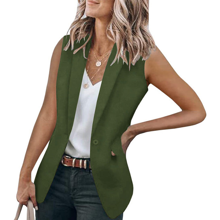 Damen ärmelloser Blazer mit modernen Taschen Krohn-e