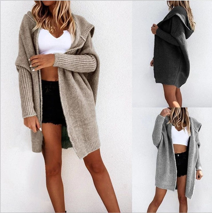 Damen Strickcardigan mit lässigem Schnitt und großzügiger Kapuze Krohn-e
