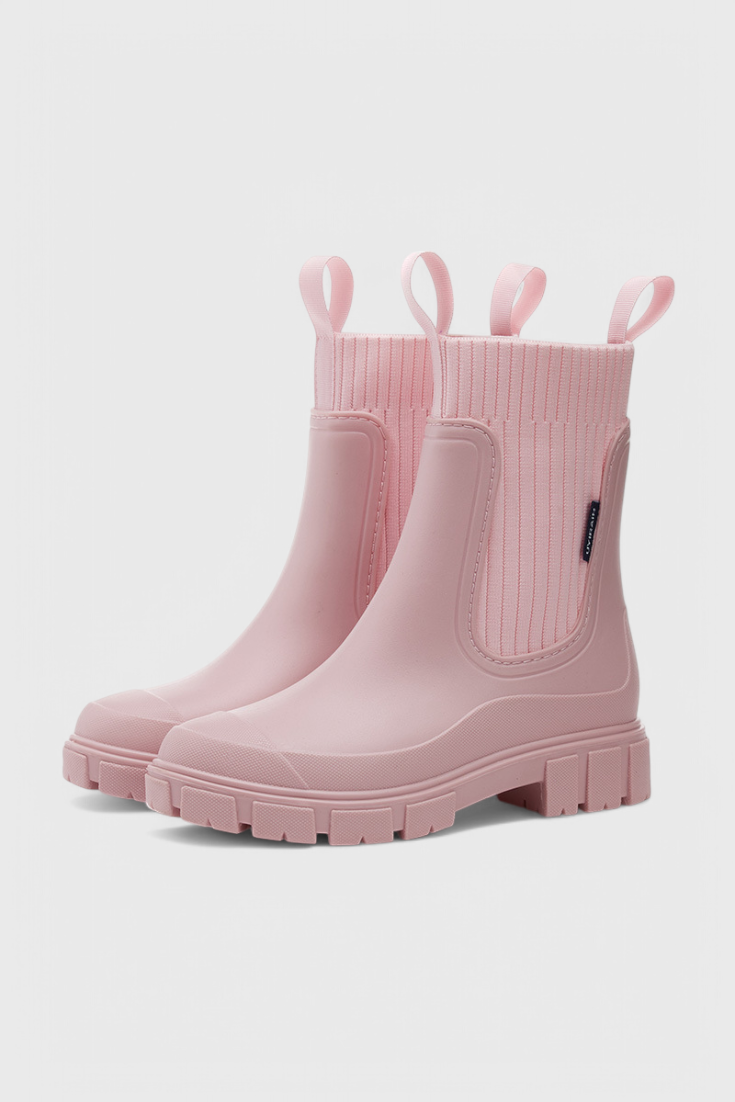 KROHN-E Damen Chelsea-Boots Wasserdicht Schwarz Leder Stiefelette