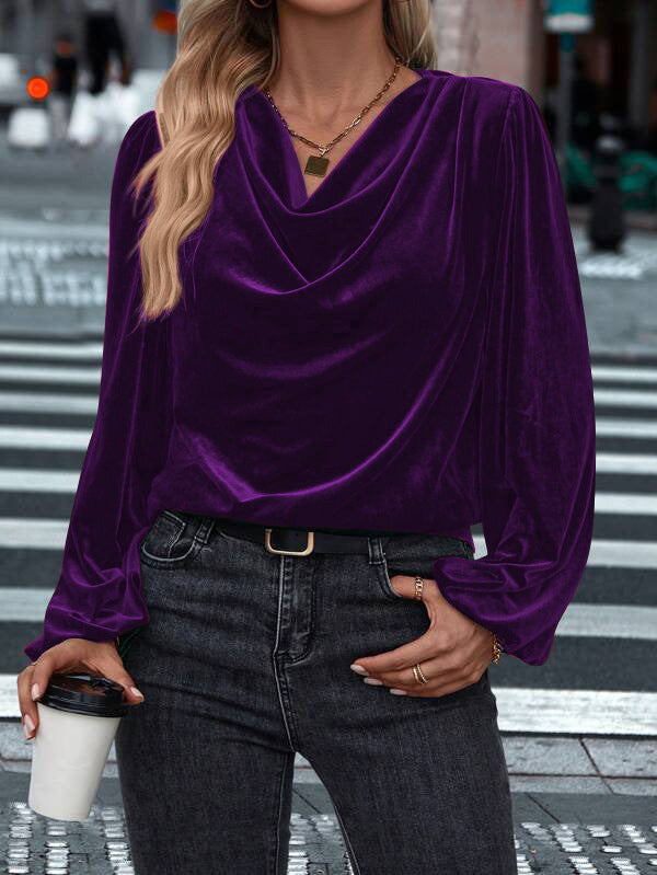 Damen Elegantes Viskosebluse mit Wasserfallausschnitt Krohn-e