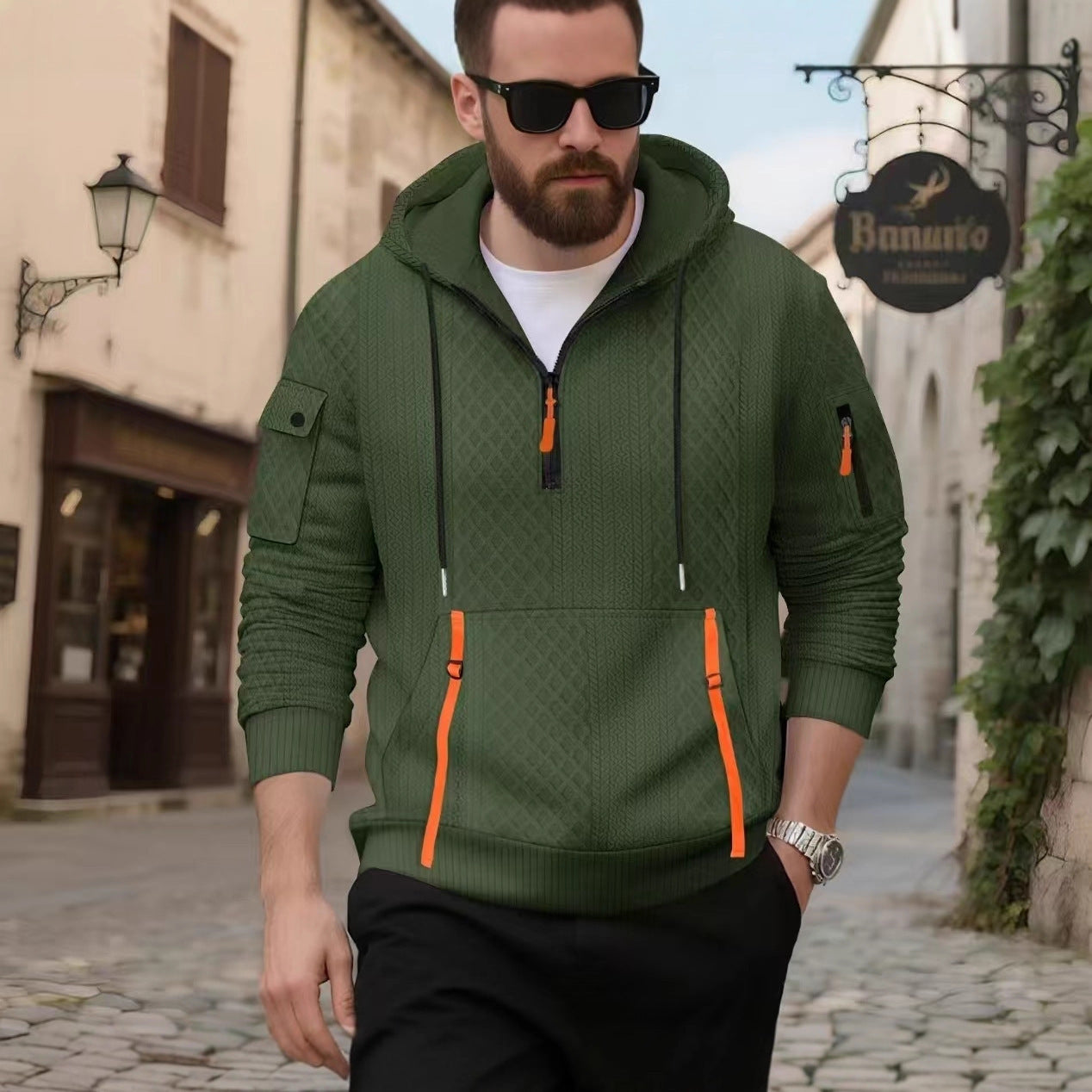 Herren modischer Hoodie mit strukturiertem Design und praktischen Taschen Krohn-e