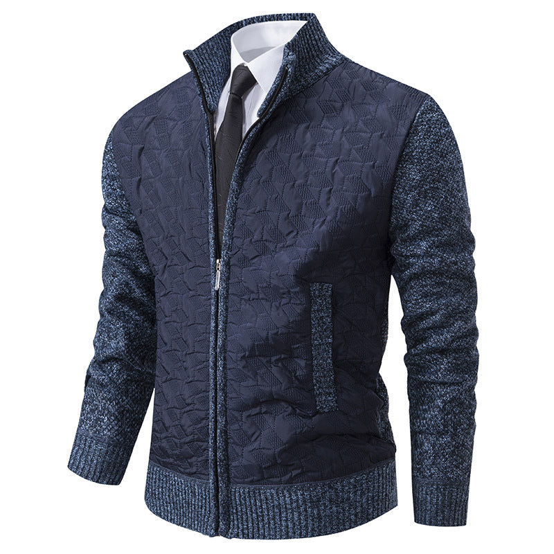 Herren stylische Steppjacke mit strukturiertem Obermaterial und hohem Kragen Krohn-e