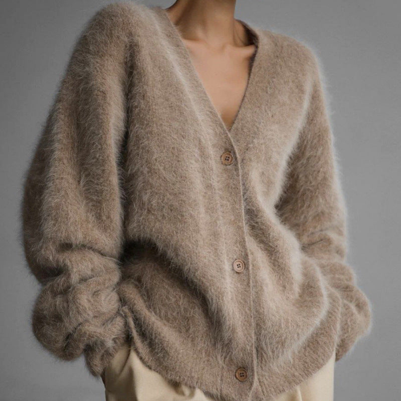 Damen Flauschiger Langarm Cardigan Krohn-e