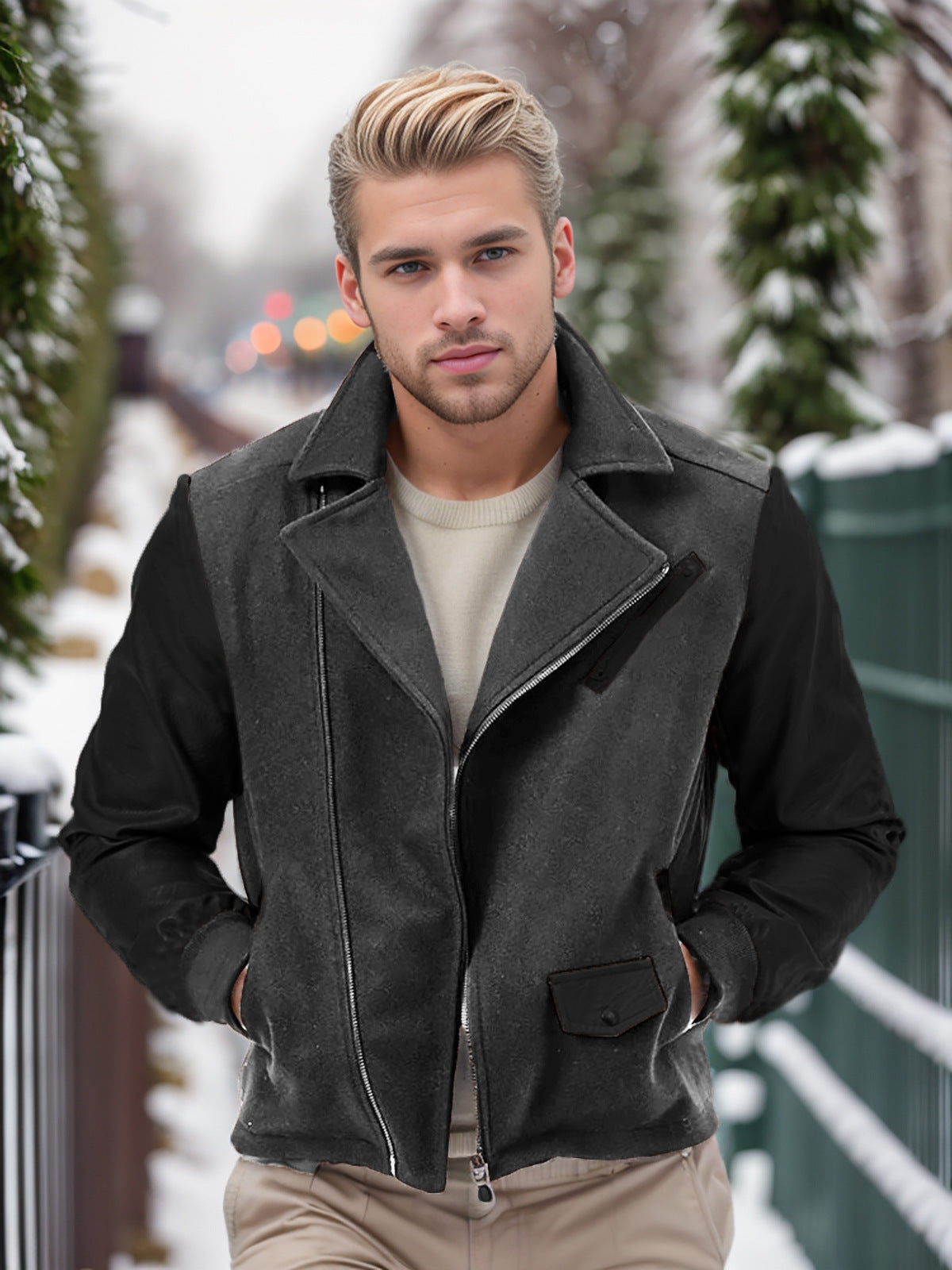 Herren modische Übergangsjacke mit kontrastierenden Ärmeln und praktischen Taschen Krohn-e