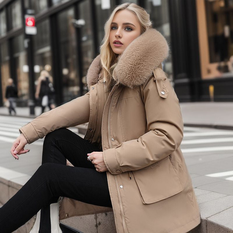 Damen warme Winterjacke mit abnehmbarem Pelzkragen Krohn-e