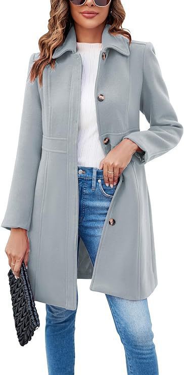 Damen klassischer Wollmantel mit modischem Schnitt und funktionalen Details Krohn-e