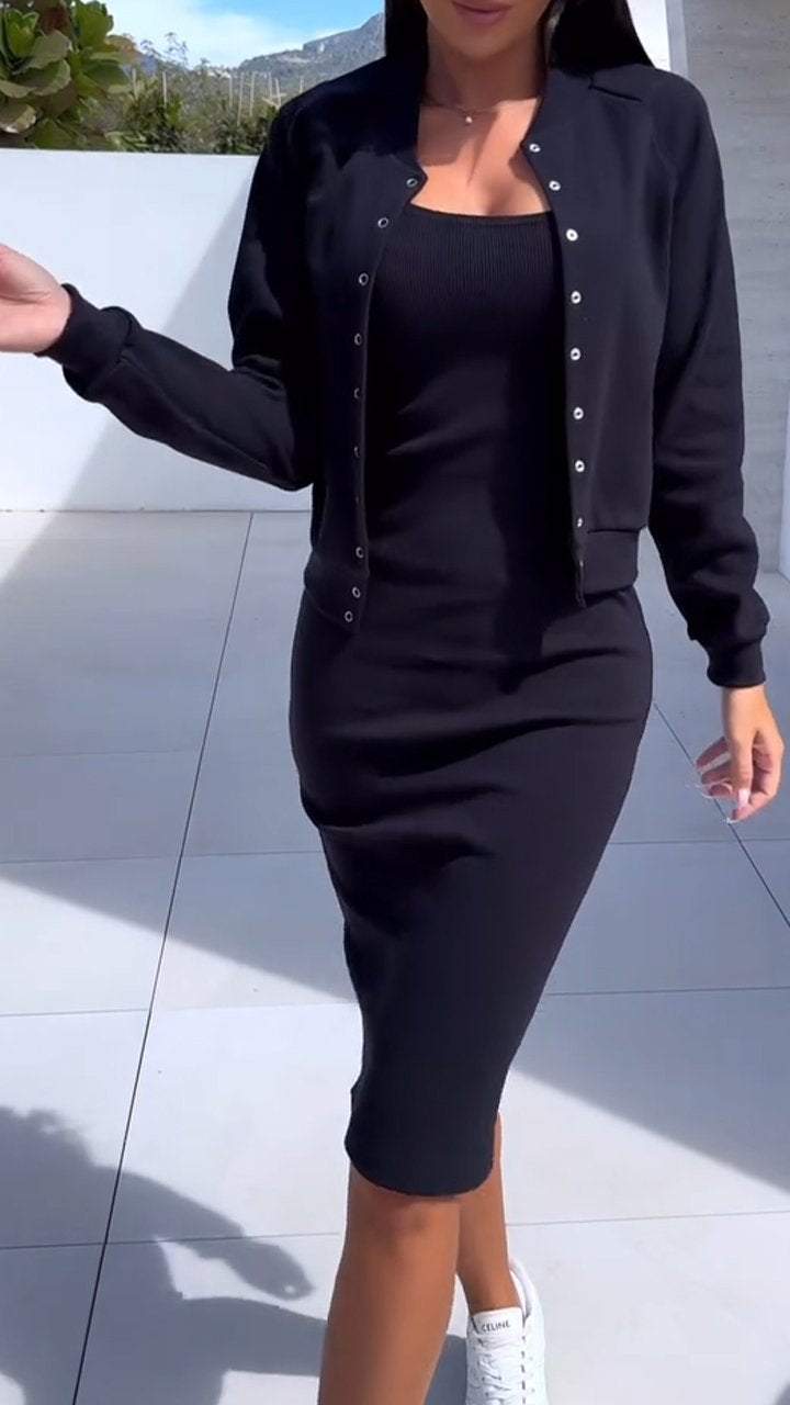 Damen modischer Sweatkleid und Jacke Set Krohn-e