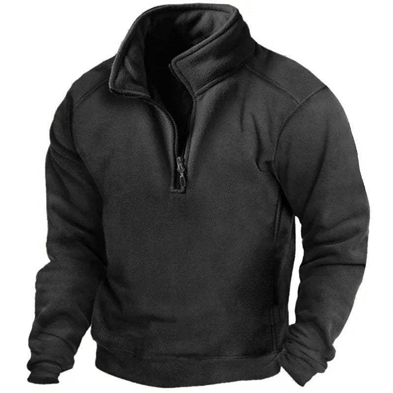 Herren Fleece-Pullover mit hohem Kragen und praktischen Reißverschluss Krohn-e