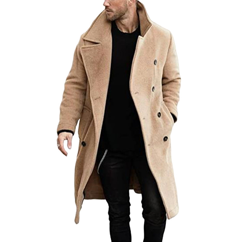 Herren trendiger Wollmantel mit strukturierter Oberfläche und praktischen Taschen Krohn-e