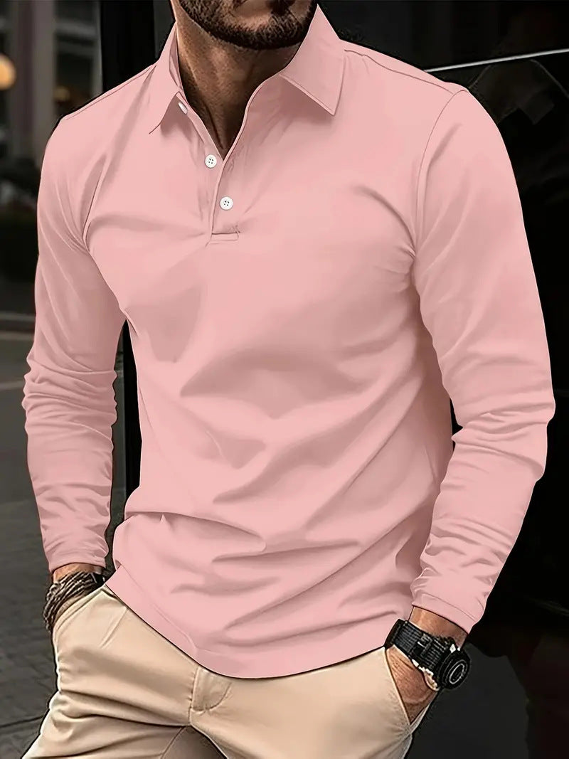 Marco | Herren Langarm Poloshirt einfarbig casual