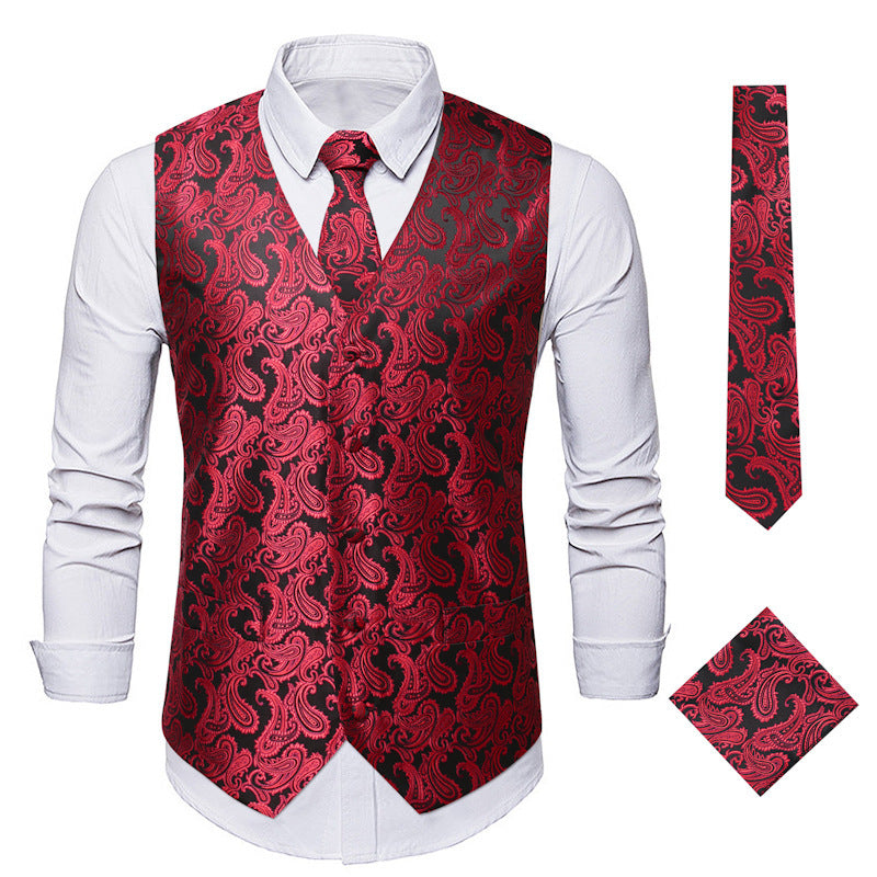 Herren elegante Anzugweste mit eleganten Paisley-Muster und passendem Zubehör Krohn-e