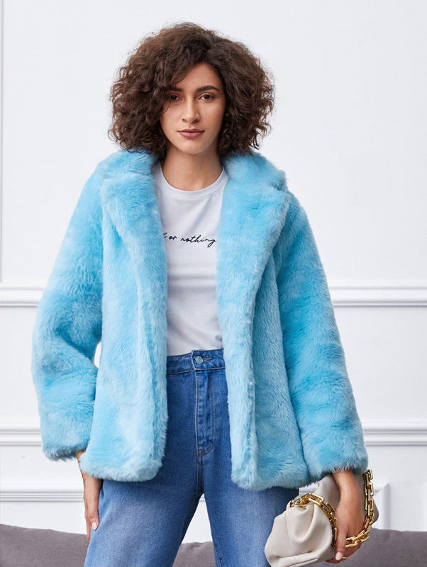 Damen Fluffige Kunstpelzjacke mit großzügigem Kragen und bequemen Ärmeln Krohn-e