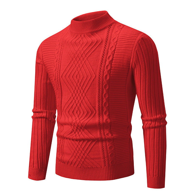 Herren Rollkragenpullover aus hochwertiger Baumwolle mit strukturiertem Zopfmuster Krohn-e
