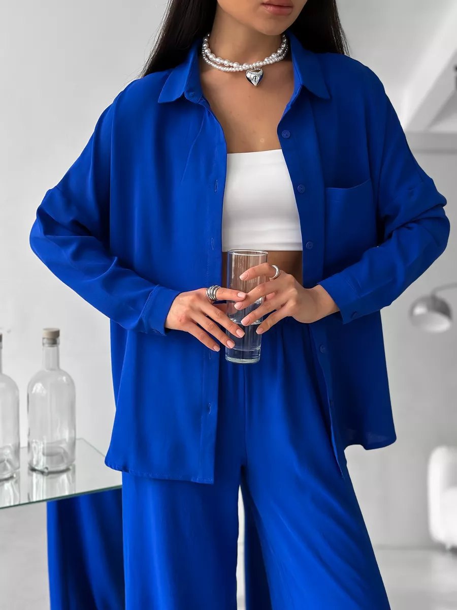 Damen lässige Bluse im Oversized-Stil mit Taschen Krohn-e