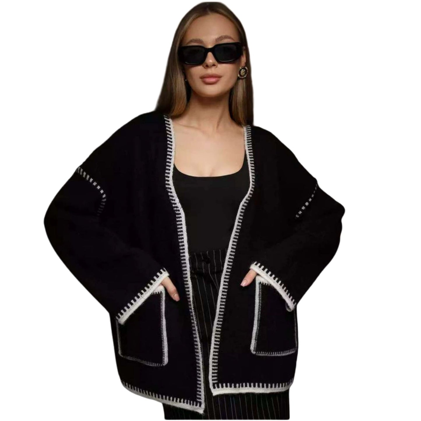 Damen Strickjacke mit großem Revers und praktischen Taschen Krohn-e