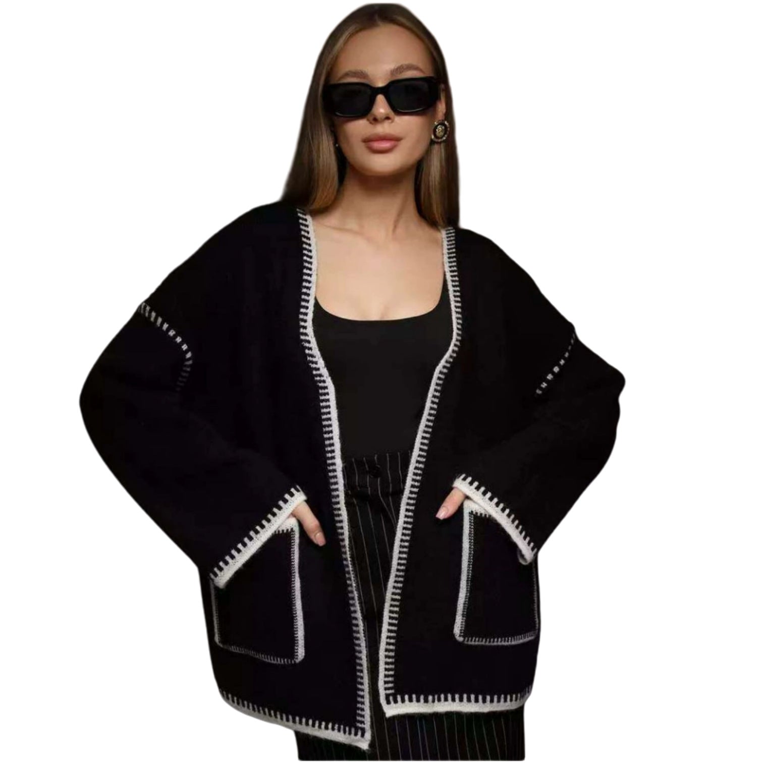 Damen Strickjacke mit großem Revers und praktischen Taschen Krohn-e