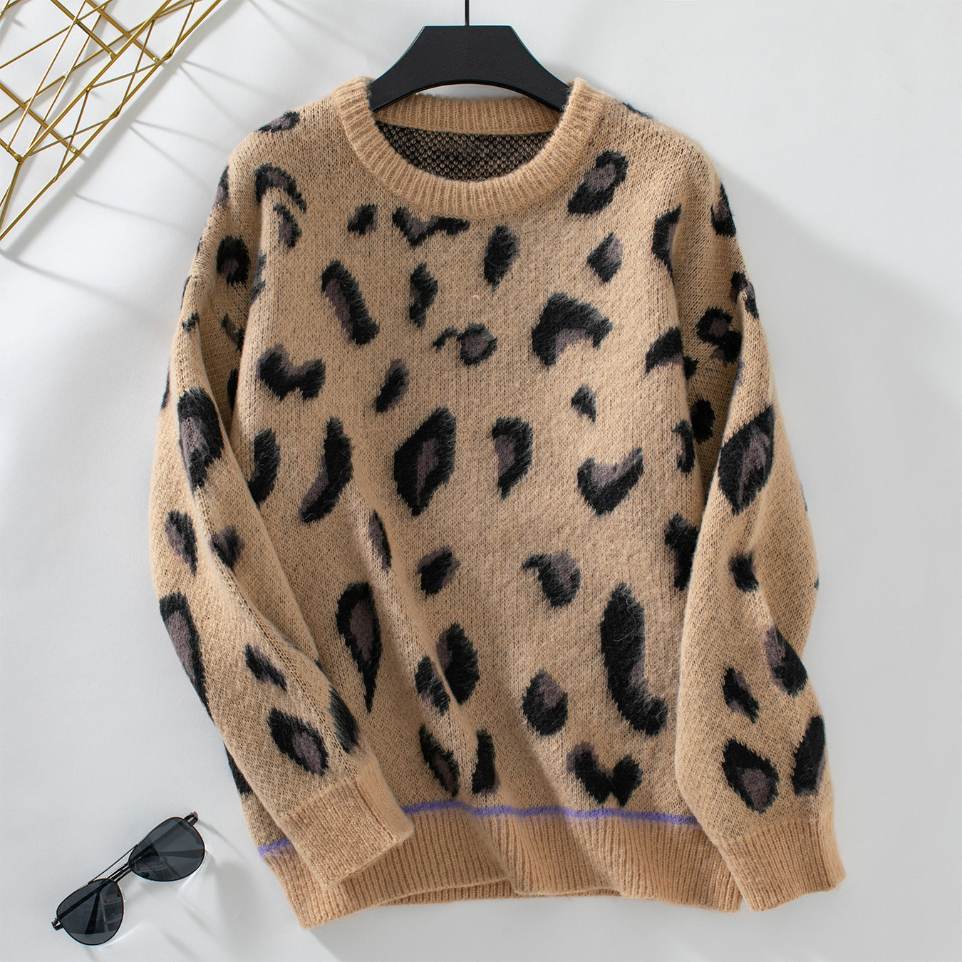 Pullover mit Leopardenmuster, lange Ärmel von Fudus