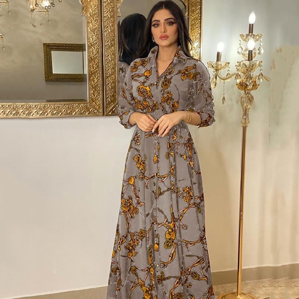 Fudus Elegantes Vintage Druck-Kimono-Kleid